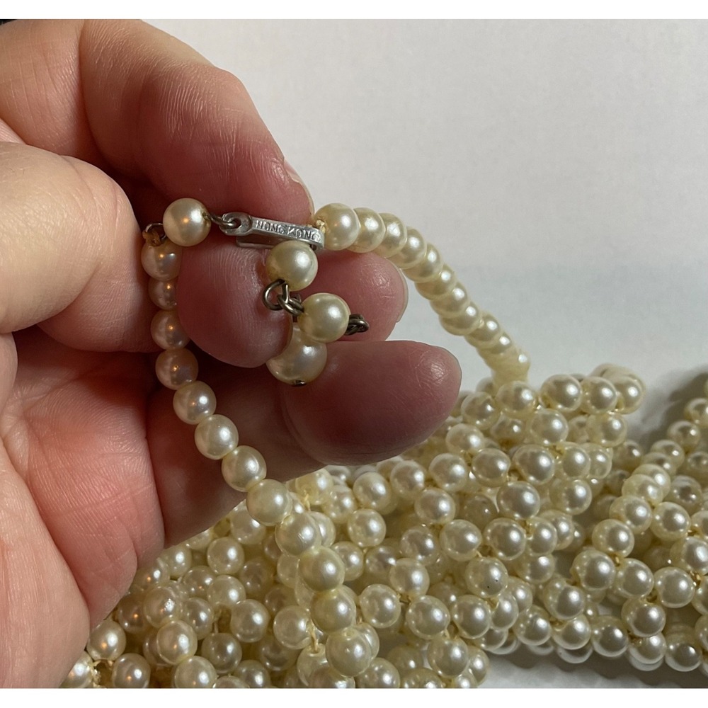 Vintage 1960s Faux Pearl Necktie 18"Drop 2"Extend Excellent Condition! Hong Kong - Picture 4 of 5